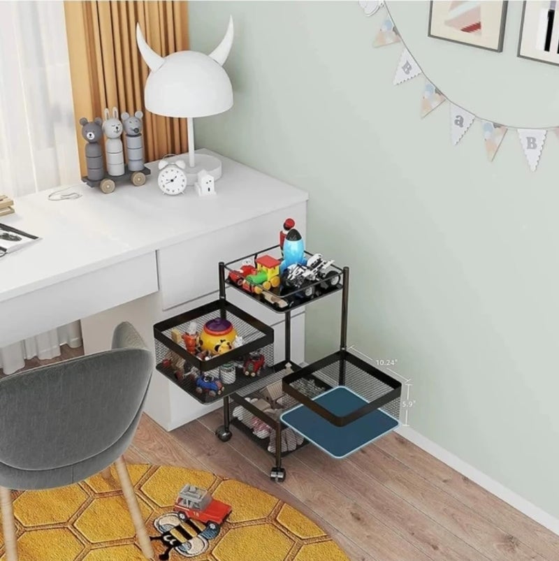 Well Set Metal Kitchen Trolley Kitchen Organizer Items and Kitchen Accessories Items for Kitchen Rack Square Design for Fruits Vegetable Onion Storage Kitchen Trolley with Wheels 3 Layer - Image 2