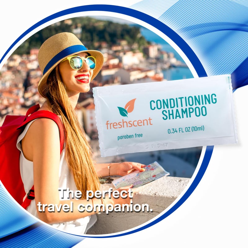 Freshscent Conditioning Shampoo - 100 Count, 0.34 oz Each - Single-Use, Paraben-Free, Easy-Open Travel Size for Hygiene Kits, Shelters, Hotels, and Gyms - Image 2
