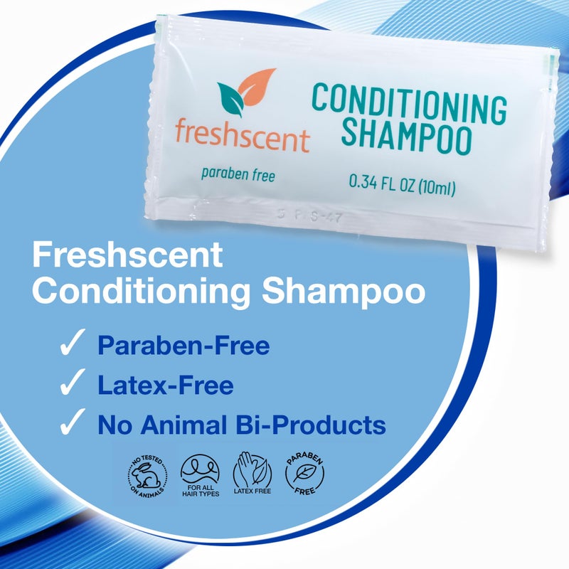 Freshscent Conditioning Shampoo - 100 Count, 0.34 oz Each - Single-Use, Paraben-Free, Easy-Open Travel Size for Hygiene Kits, Shelters, Hotels, and Gyms - Image 4