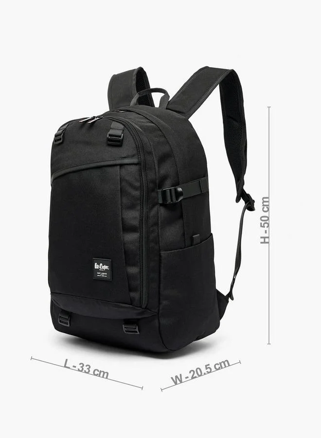 Lee Cooper BLACK Solid School Backpack For Kids 13 Years+ With Padded Shoulder Straps  | Best Price UAE