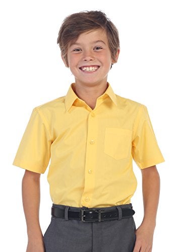 Gioberti Boy's Short Sleeve Solid Dress Shirt, Banana, 10 - Image 1