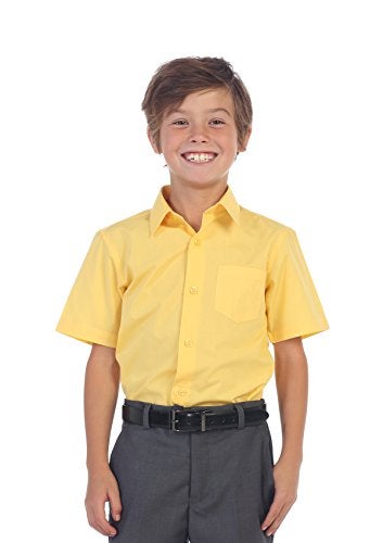 Gioberti Boy's Short Sleeve Solid Dress Shirt, Banana, 10 - Image 3