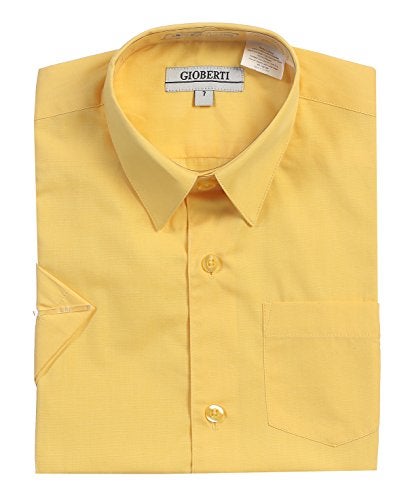 Gioberti Boy's Short Sleeve Solid Dress Shirt, Banana, 10 - Image 5