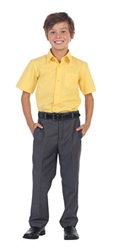 Gioberti Boy's Short Sleeve Solid Dress Shirt, Banana, 10 - Image 2