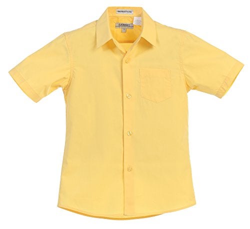 Gioberti Boy's Short Sleeve Solid Dress Shirt, Banana, 10 - Image 4