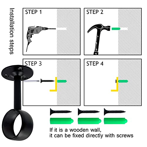 OperSeven 1-1/4 Inch 4 Packs Black Heavy Duty Stainless Steel Closet Rod End Supports Closet Pole Sockets Flange Rod Holder with Screws， Closet Shelf and Rod Brackets (Qualcomm Flange) - Image 3
