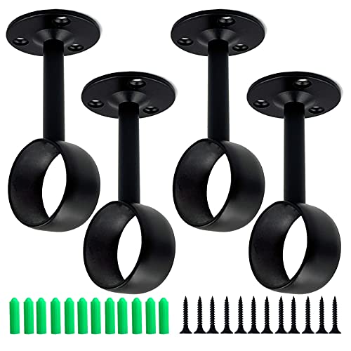 OperSeven 1-1/4 Inch 4 Packs Black Heavy Duty Stainless Steel Closet Rod End Supports Closet Pole Sockets Flange Rod Holder with Screws， Closet Shelf and Rod Brackets (Qualcomm Flange) - Image 1