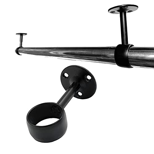 OperSeven 1-1/4 Inch 4 Packs Black Heavy Duty Stainless Steel Closet Rod End Supports Closet Pole Sockets Flange Rod Holder with Screws， Closet Shelf and Rod Brackets (Qualcomm Flange) - Image 4