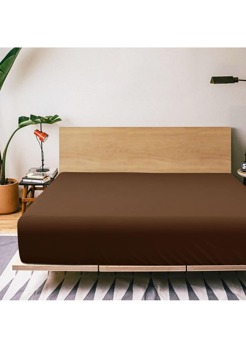 Donetella - 360°Elasticated Fitted Sheet Set 1-Piece King Brown - Image 1