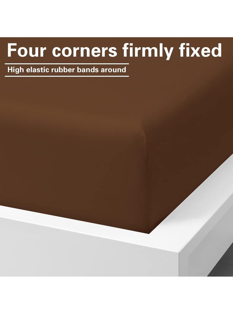 Donetella - 360°Elasticated Fitted Sheet Set 1-Piece King Brown - Image 1