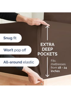 Donetella 360°Elasticated Fitted Sheet Set 1-Piece King Brown  - Image 3