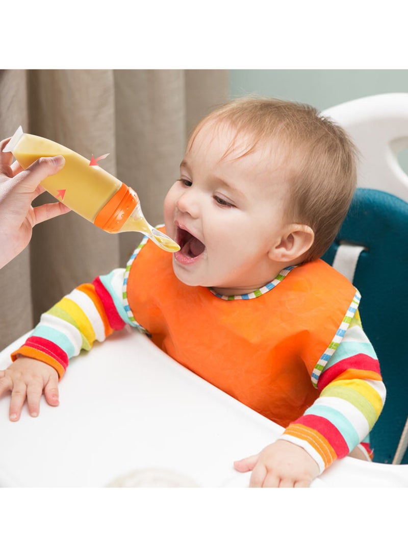 Twisoo BBET Silicone Baby Food Feeder Bottle with Spoon - 120ML BPA-Free Squeeze Feeder for Toddlers, Ideal for Semi-Solid Foods, Cereals, Purees & Anti-Colic Design (Orange) - Image 5