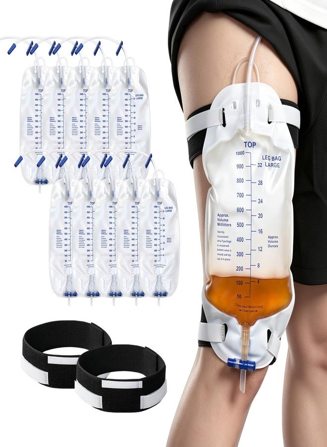 ZXMOBY Catheter Leg Bag Kit, 10-Pack Urinary Drainage Bags 2 Reinforced Wide Leg Straps, 34oz Anti-Reflux Valve with 18” Tubing, Universal Fit for Men and Women, Leak-Proof Design for Daily - Image 1