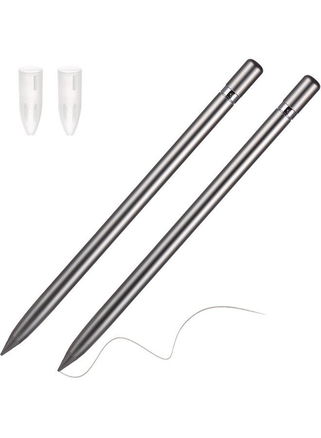Chinco Everlasting Pen Erasable Pencil Metallic Inkless Metal Pen Back To School First Day No Ink Aluminum Pen With Latent Eraser For Kids Adult Writing Drawing Drafting Office, 2 Pieces(Gray) - Image 1