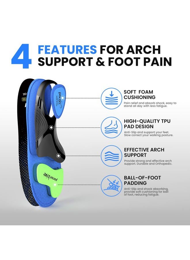Welnove Work High Arch Insoles Fatigue Relief - Plantar Fasciitis Heavy Duty Insoles for Standing All Day - Boot Insoles Orthotic Pain Relief Flat Feet Achilles Tendonitis Arch Support Men Women (M) - Image 4