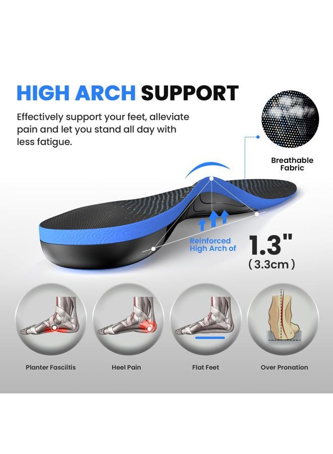 Welnove Work High Arch Insoles Fatigue Relief - Plantar Fasciitis Heavy Duty Insoles for Standing All Day - Boot Insoles Orthotic Pain Relief Flat Feet Achilles Tendonitis Arch Support Men Women (M) - Image 3