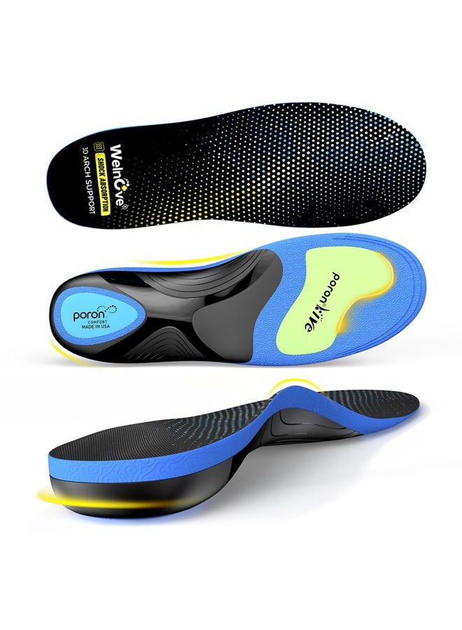 Welnove Work High Arch Insoles Fatigue Relief - Plantar Fasciitis Heavy Duty Insoles for Standing All Day - Boot Insoles Orthotic Pain Relief Flat Feet Achilles Tendonitis Arch Support Men Women (M) - Image 1