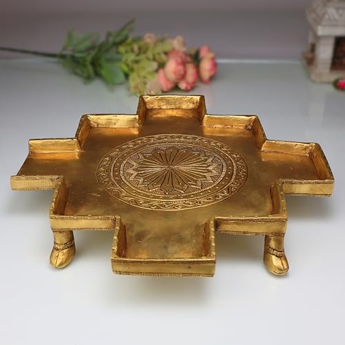 Bhunes Brass Somasutra Abhishek Patra Pooja Plate for Shiva Lingam, Tirumanjana Tray, Idol Bathing, Pradakshina, Temple Ritual Accessories,Gold, 2 Inch, 1 Piece - Image 2