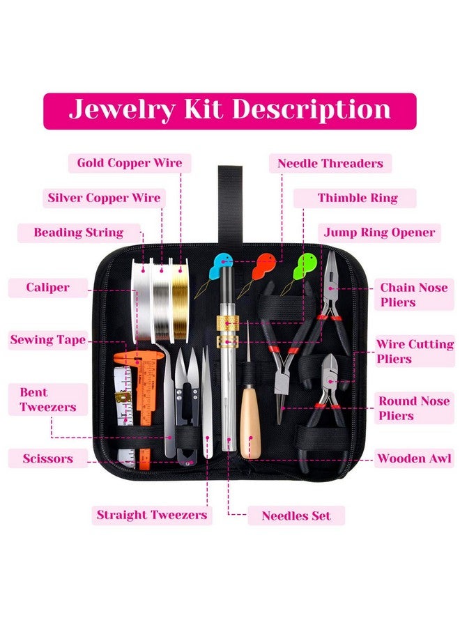 شينك مجموعات صنع المجوهرات للبالغين، مجموعة لوازم صنع المجوهرات مع أدوات صنع المجوهرات، حليات القرط، أسلاك المجوهرات، نتائج المجوهرات والأيدي المساعدة لصنع المجوهرات وإصلاحها - Image 2