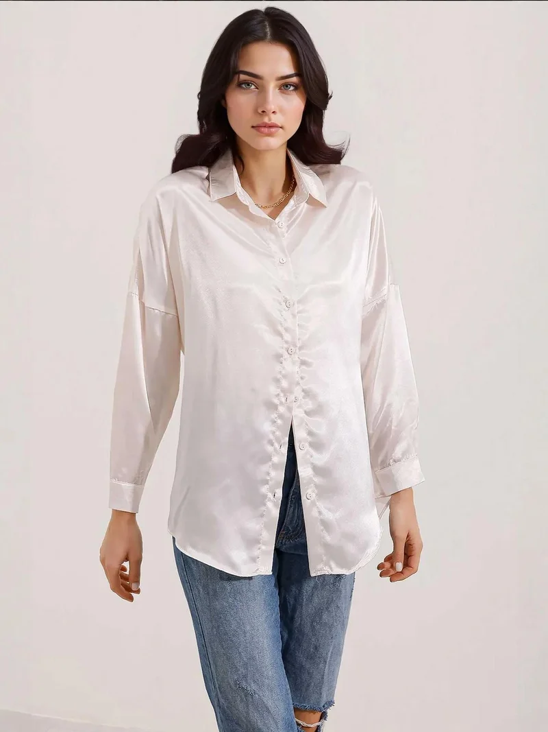 بيغ دارت قميص ساتان واسع بأزرار