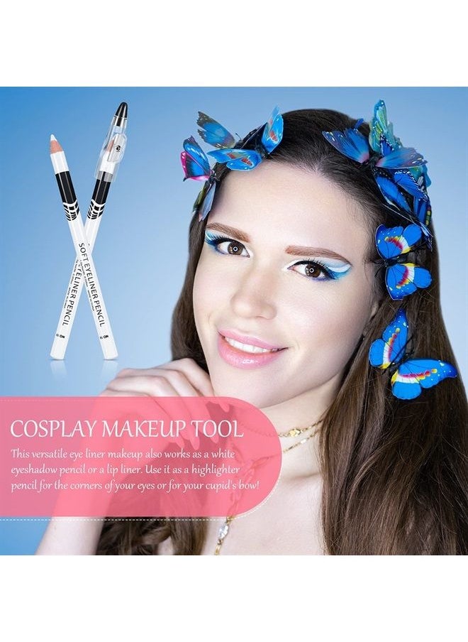 Leelosp - 26 Pieces White Eyeliner Pencil with Sharpener Soft Strokes White Eyeliner Pencil Eye Silkworm Brighten Eye Liner Pen Multipurpose Makeup Tool for Eyeshadow Lip Liner - Image 1