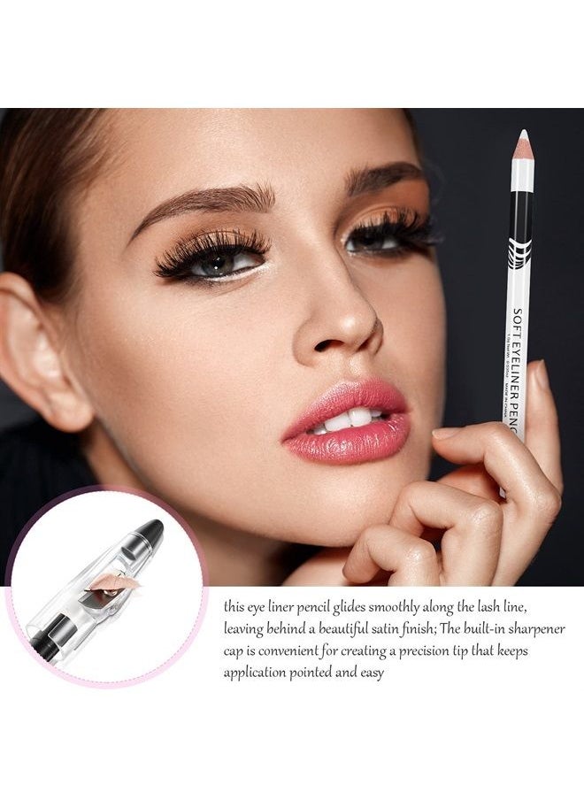 Leelosp - 26 Pieces White Eyeliner Pencil with Sharpener Soft Strokes White Eyeliner Pencil Eye Silkworm Brighten Eye Liner Pen Multipurpose Makeup Tool for Eyeshadow Lip Liner - Image 1