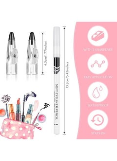 26 Pieces White Eyeliner Pencil with Sharpener Soft Strokes White Eyeliner Pencil Eye Silkworm Brighten Eye Liner Pen Multipurpose Makeup Tool for Eyeshadow Lip Liner