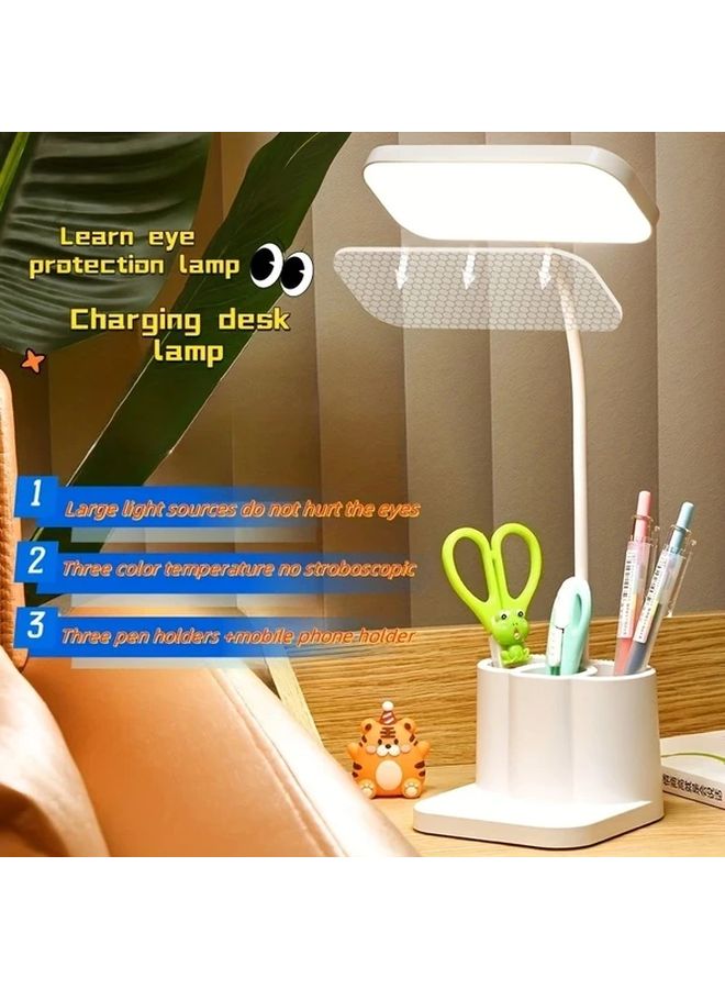 Modern Bright White USB Desk Lamp Touch Control 3 Color Dimmable With Pen Holder - Image 1