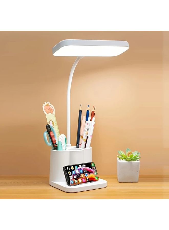 Modern Bright White USB Desk Lamp Touch Control 3 Color Dimmable With Pen Holder - Image 2