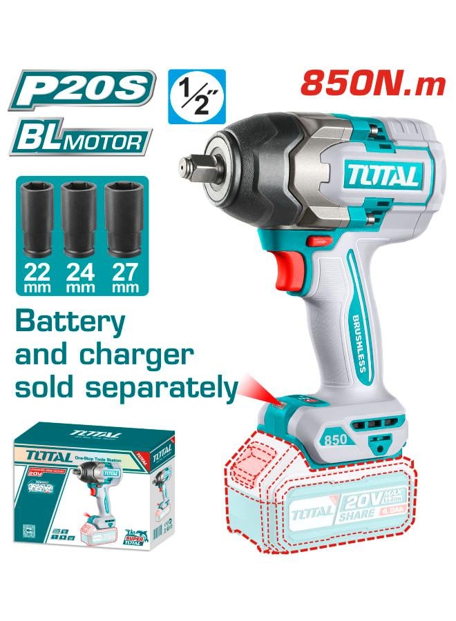 TOTAL 20V Brushless Cordless Impact Wrench
