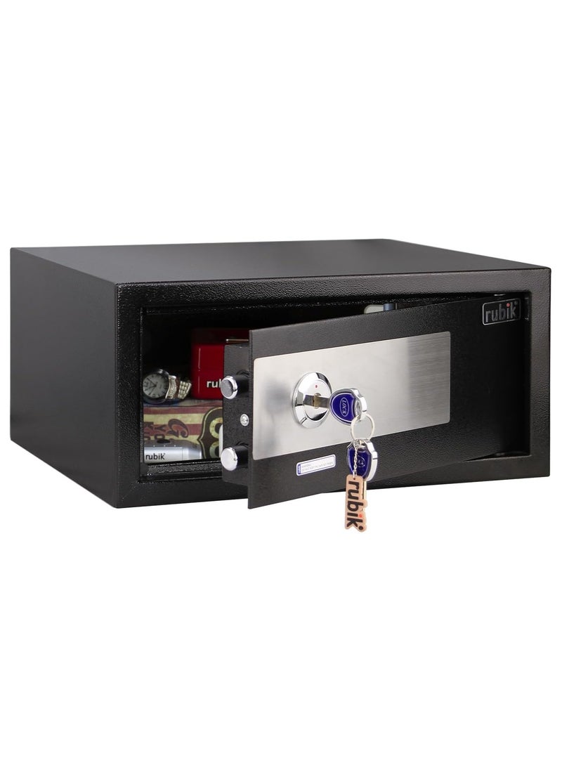 Rubik - Wide Key Operated Safe Box, Manual Cabinet Safety Vault For Home Office RB20KW (Black, 20x43x35cm) - Image 1