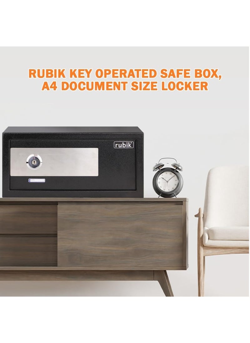 Rubik - Wide Key Operated Safe Box, Manual Cabinet Safety Vault For Home Office RB20KW (Black, 20x43x35cm) - Image 1