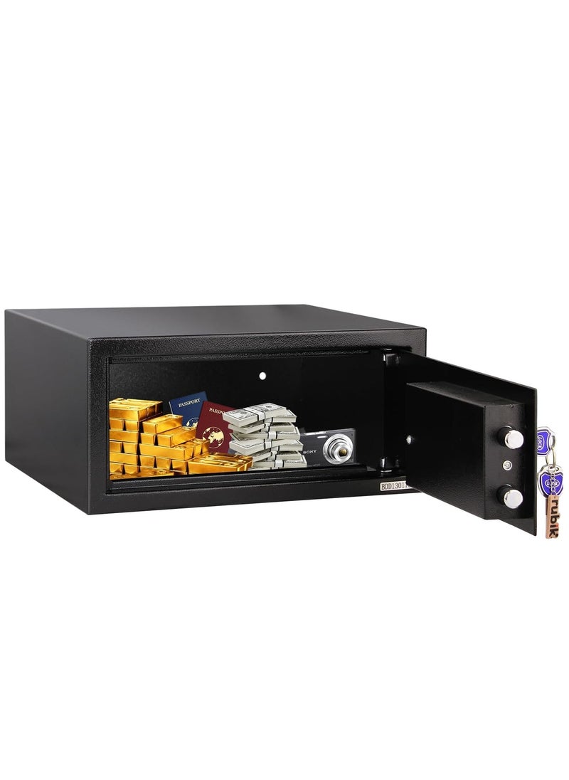 Rubik - Wide Key Operated Safe Box, Manual Cabinet Safety Vault For Home Office RB20KW (Black, 20x43x35cm) - Image 1