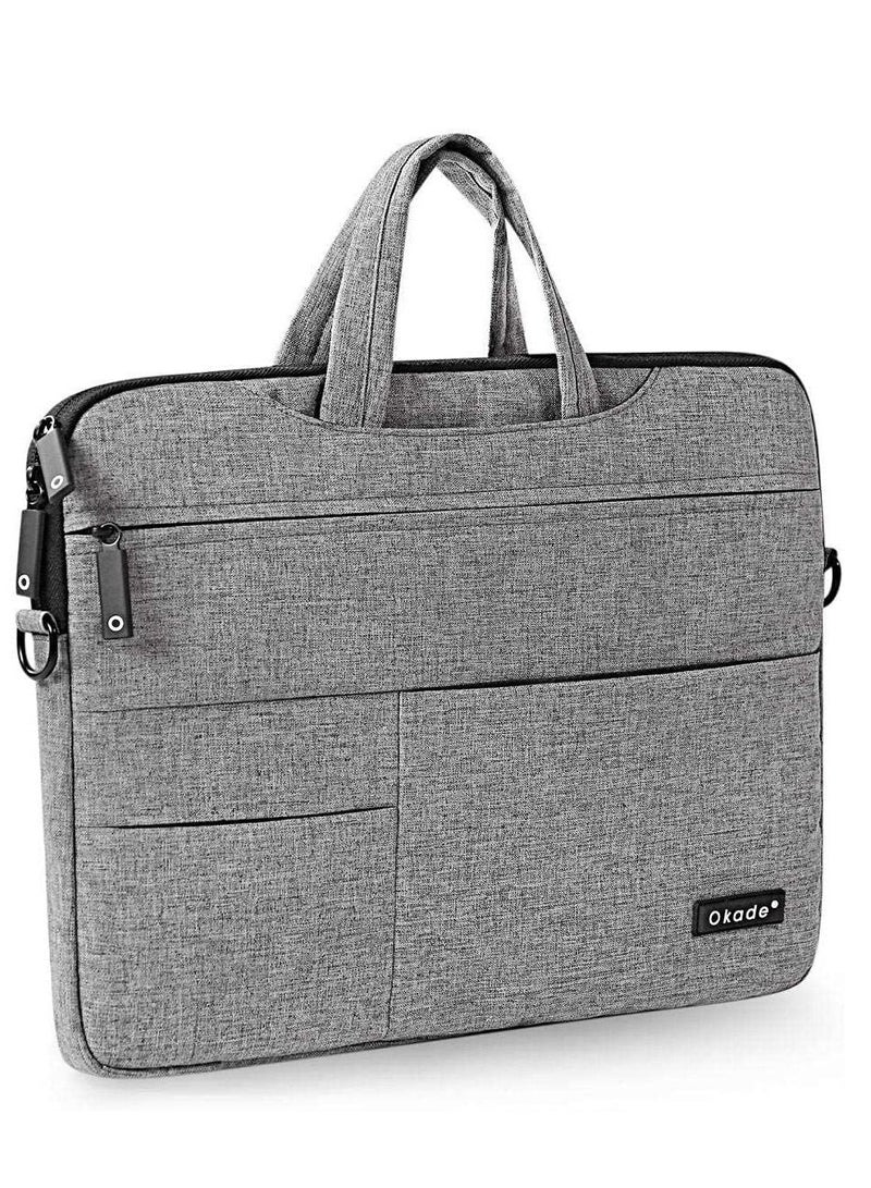 Okade Okade Waterproof Universal Laptop Shoulder Bag Sleeve Carrying Case Briefcase Notebook Pouch For MacBook Air Pro Lenovo HP Dell Asus 13 13.3" Inch Grey  - Image 3