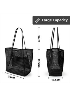 KALIDI Beach Mesh Tote Bag, Casual Tote Bag Hobo Women Foldable MAX 23L Shoulder Grocery Bag For Beach Picnic Vacation  - Image 5