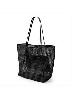 KALIDI Beach Mesh Tote Bag, Casual Tote Bag Hobo Women Foldable MAX 23L Shoulder Grocery Bag For Beach Picnic Vacation  - Image 1