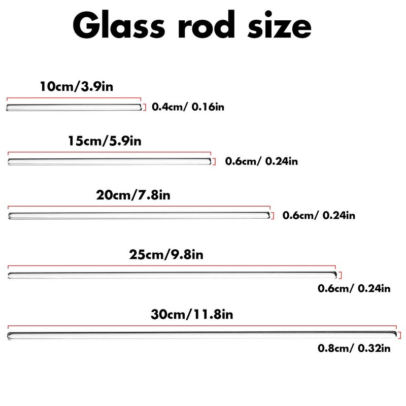 Young4us Glass Stirring Rod - 12" 10" 8" 6" 4" Long, 5 MM Diameter - 5 Pack - Image 2