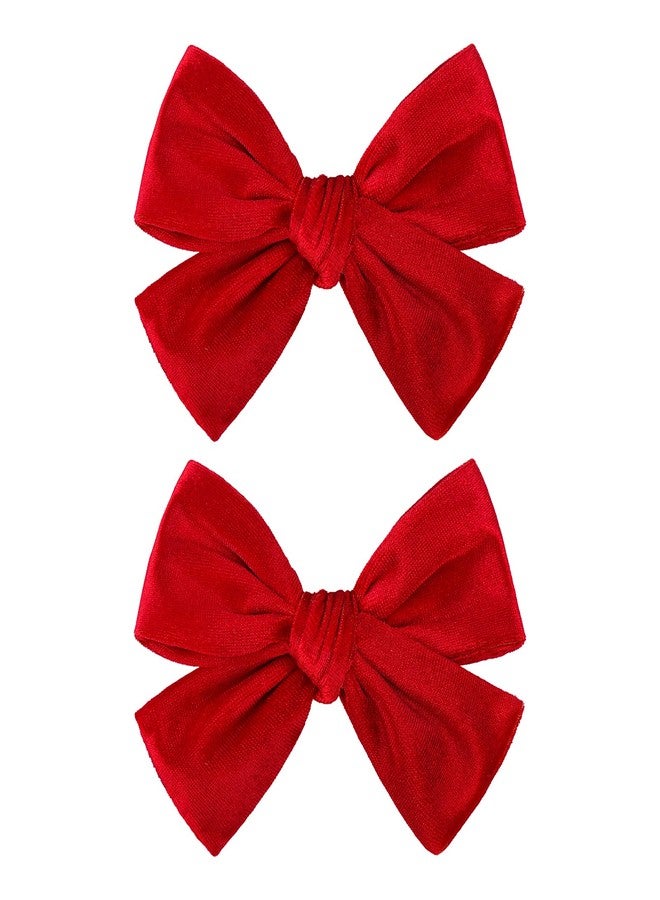 ONENINEDREAM Velvet Hair Bows Alligator Clips for Girls Red Bow Clip for Hair Bowknot Alligator Barrettes Baby Girls Hair Accessories Red Bows Toddlers Kids - Image 1