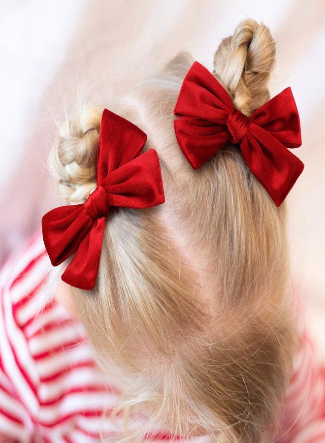 ONENINEDREAM Velvet Hair Bows Alligator Clips for Girls Red Bow Clip for Hair Bowknot Alligator Barrettes Baby Girls Hair Accessories Red Bows Toddlers Kids - Image 2