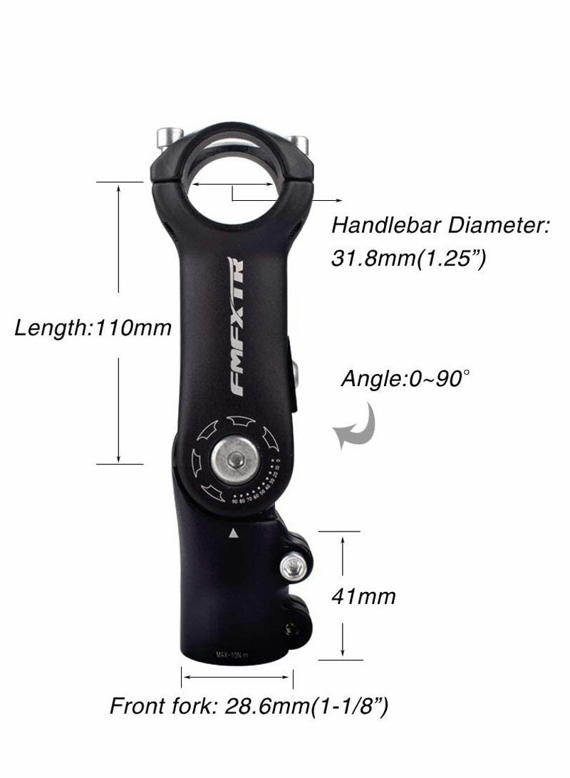 Captaintech Adjustable Bike Stem for 31.8mm(1.25) Handlebar, 0~90 Degree 90mm 110mm, Suitable BMX Most of Mountain Road - Image 5