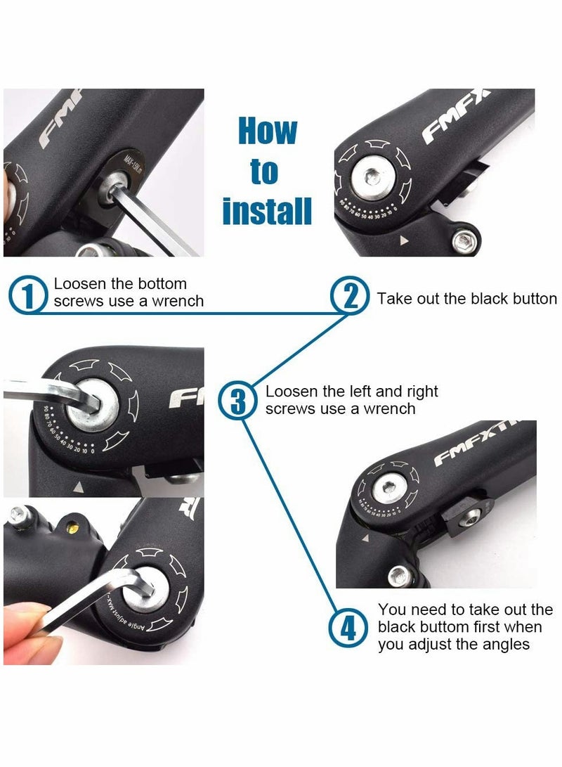 Captaintech Adjustable Bike Stem for 31.8mm(1.25) Handlebar, 0~90 Degree 90mm 110mm, Suitable BMX Most of Mountain Road - Image 3
