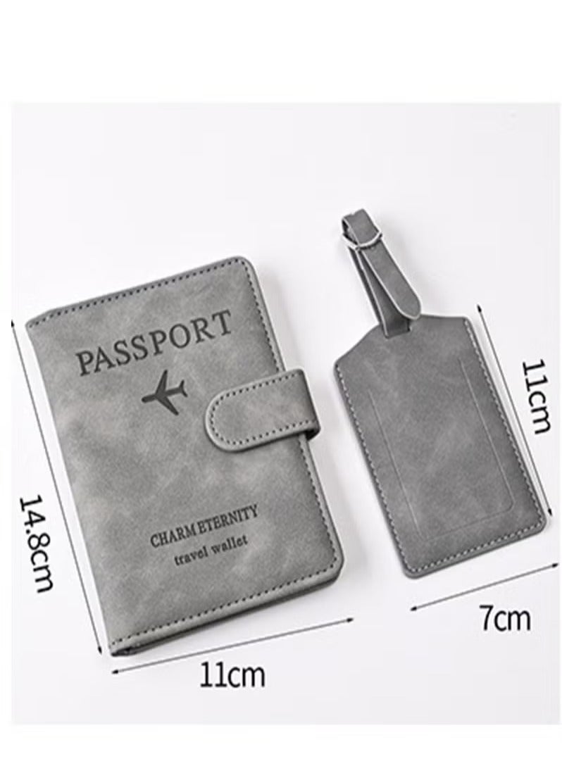 3 different color passport holder protective covers, PU leather magnetic buckle passport bag PFID anti-magnetic multi-card passport book multi-function passport bag, suitable for men and women travel accessories (green, blue, gray,)  - Image 2