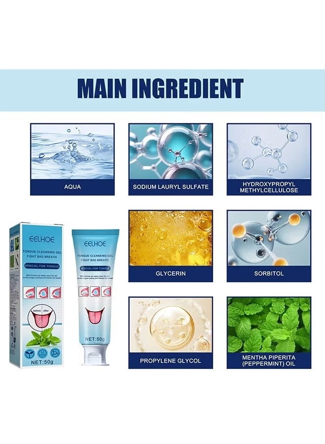 EELHOE Tongue Cleansing Gel Fight Bad Breath Special For Tongue 50g - Image 4