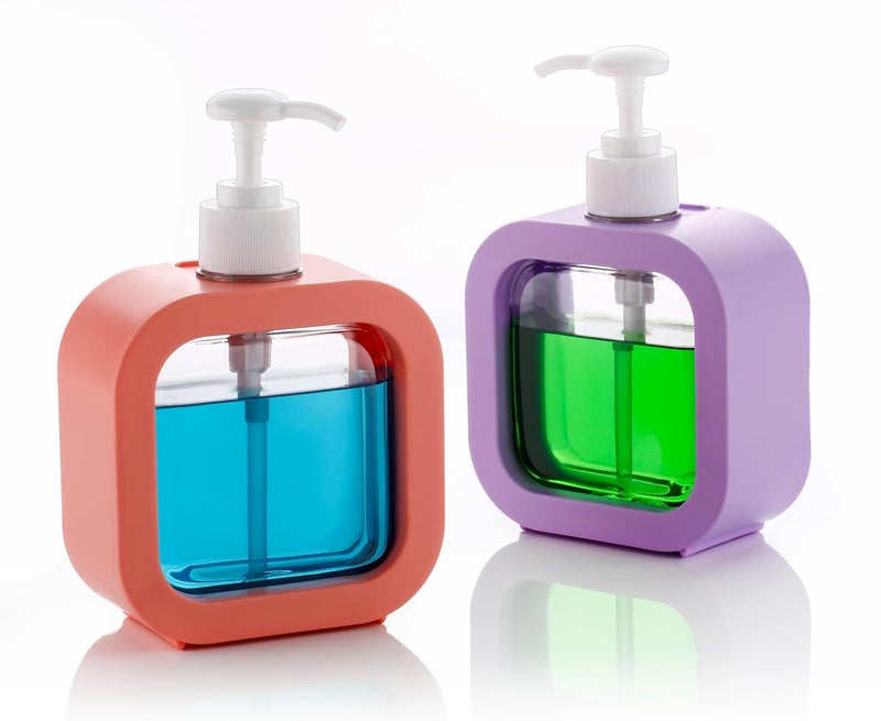 JRM JRM Multipurpose Liquid Soap Dispenser with Sponge Holder, Refillable Plastic Pump for Kitchen, Bathroom, Wash Basin, Dishwashing, Shampoo, Sanitizer, Lotion (Peach, Pack of 1) - Image 3
