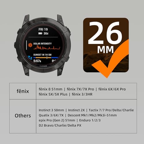 Bandletic Compatible with Garmin Fenix 5X 6X 7X Watch Band - 26mm Easy-Fit Rugged Nylon Strap with Magnetic Fidlock V-Buckle for Fenix 8 51mm/7X 6X Pro/5X Plus/3/3 HR/Tactix/Epix Pro2 51mm/Instinct 2X - Image 2