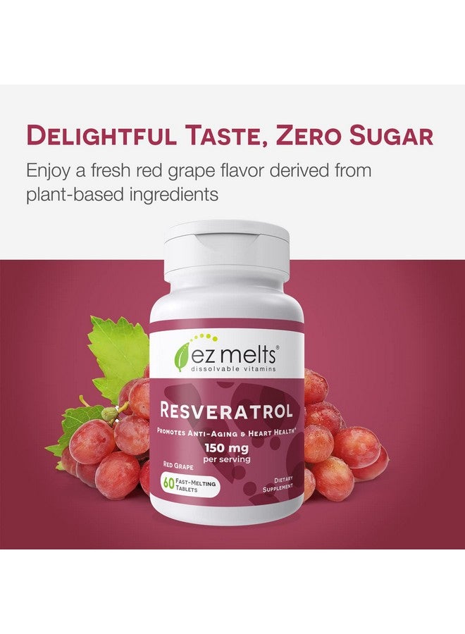 EZ Melts Resveratrol Supplement To Promote Healthy Aging Powerful Protection Antioxidants Supplement To Support Cardiovascular Health Dissolvable Trans Resveratrol Vegan Antioxidant Supplement - Image 5