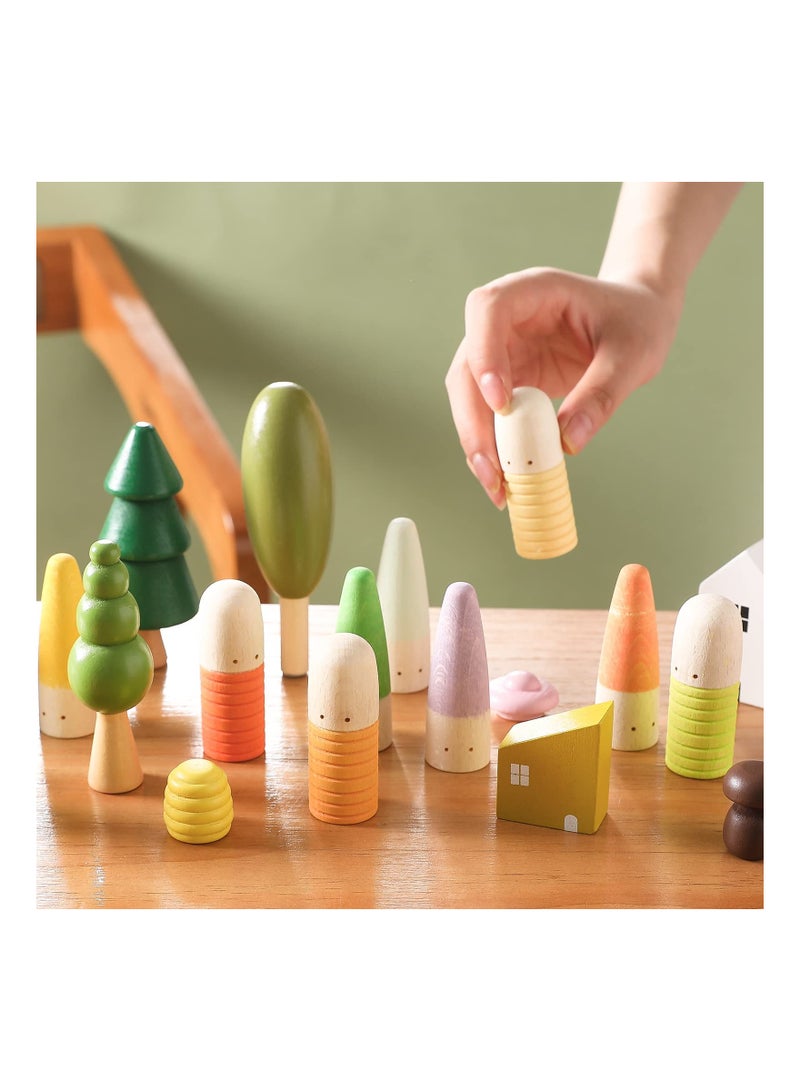 KASTWAVE KASTWAVE 18 PCS Rainbow Wooden Cone Peg Dolls for Boys Girls, Wooden Peg People Montessori Preschool Wood Rainbow Friend Educational Toys Learning Educational Toys for Unisex Over 36 Months  - Image 4