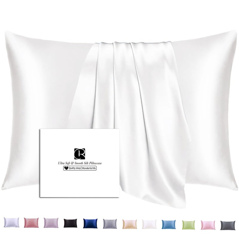 Ravmix Silk Pillow Case King Size for Hair and Skin with Hidden Zipper, Ravmix Both Sides Mulberry Silk Pillowcase Cooling Pillow Case, Gift for Women Men, 20×36inches, 1PCS, Undyed Ivory White - Image 1