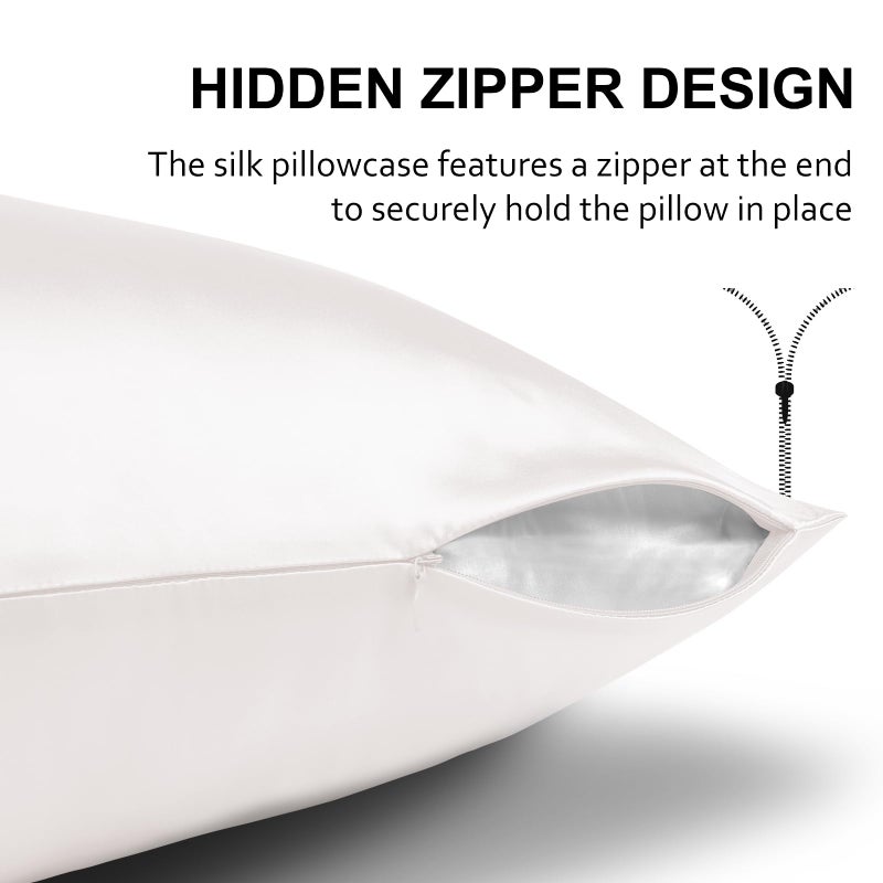 Ravmix Silk Pillow Case King Size for Hair and Skin with Hidden Zipper, Ravmix Both Sides Mulberry Silk Pillowcase Cooling Pillow Case, Gift for Women Men, 20×36inches, 1PCS, Undyed Ivory White - Image 5