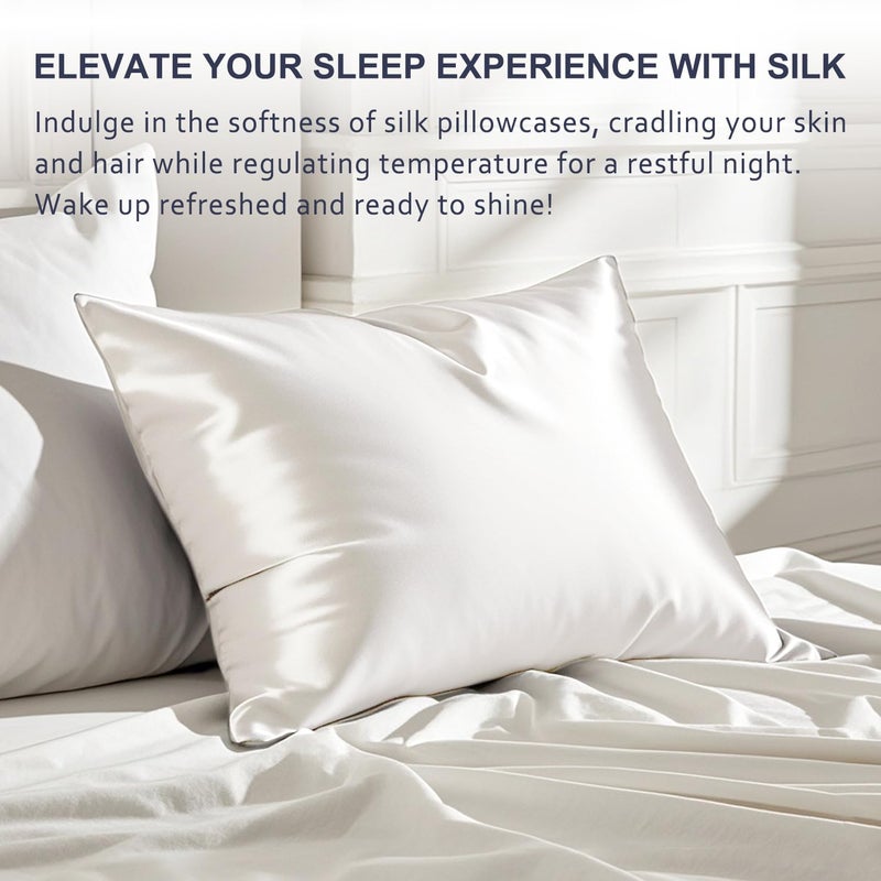 Ravmix Silk Pillow Case King Size for Hair and Skin with Hidden Zipper, Ravmix Both Sides Mulberry Silk Pillowcase Cooling Pillow Case, Gift for Women Men, 20×36inches, 1PCS, Undyed Ivory White - Image 4